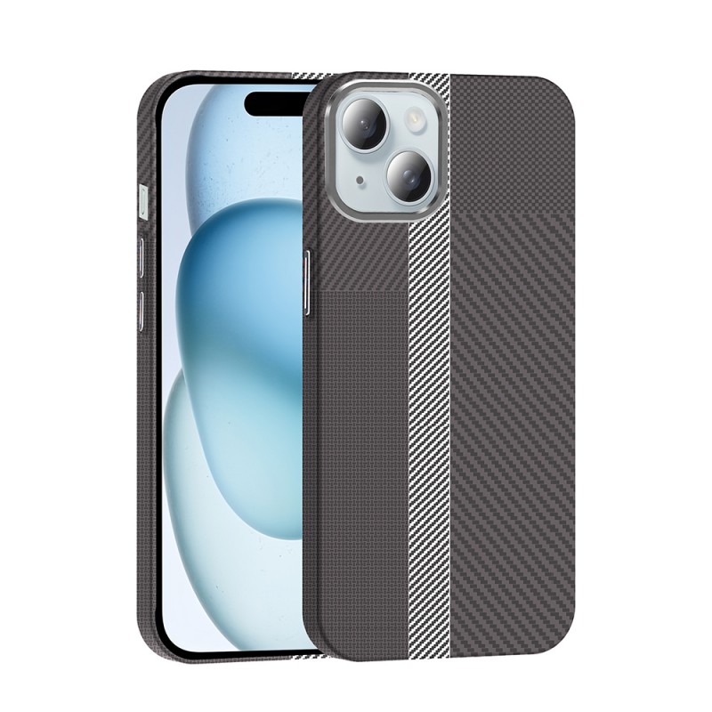 Bal-z Apple iPhone 15 Kılıf M-safe Şarj Özellikli Karbon Fiber Görünümlü Zore Gros Kapak