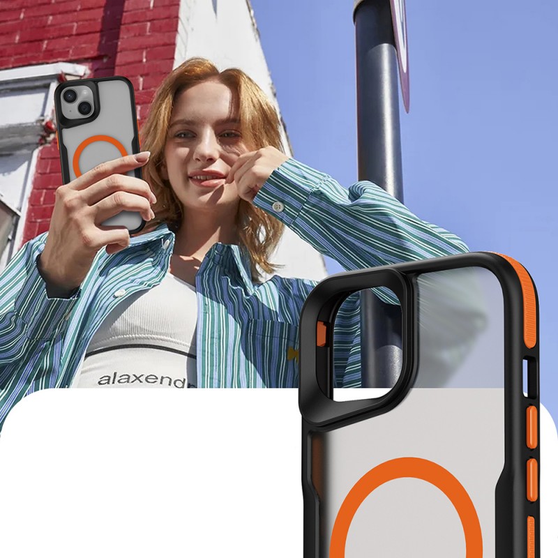 Bal-z Apple iPhone 15 Kılıf M-safe Şarj Özellikli Renkli Kenar Airbag Şeritli Zore Lamer Kapak