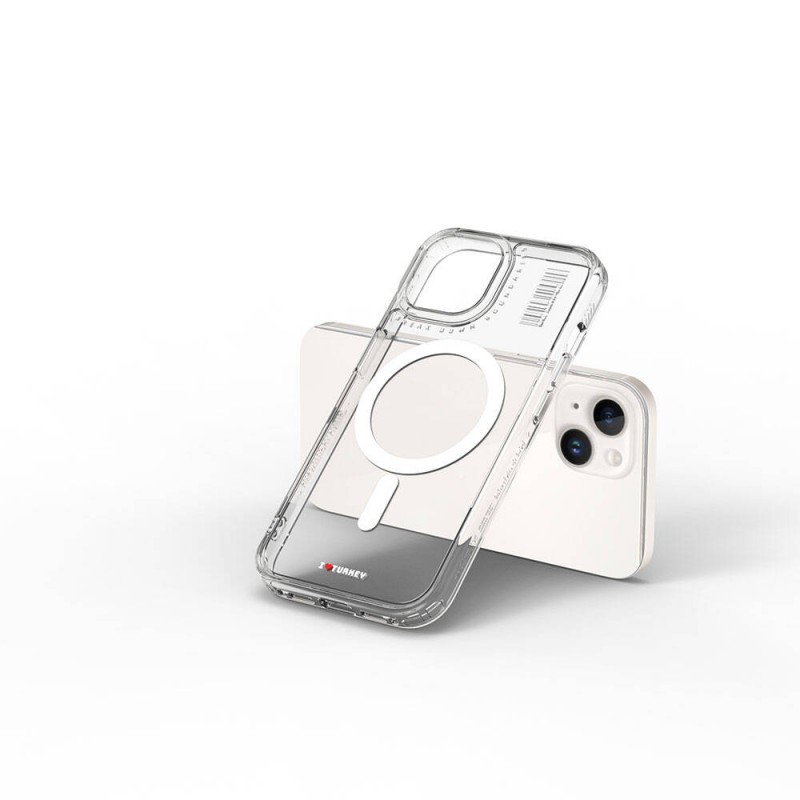 Bal-z Apple iPhone 15 Kılıf M-safe Şarj Özellikli Şeffaf Transparan Wiwu Turkey D Serisi Kapak