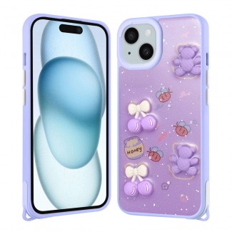 Apple iPhone 15 Kılıf Parlayan Simli Kabartma Figürlü Zore Cevze Kapak Apple iPhone 15 Kılıf Parlayan Simli Kabartma Figürlü Zore Cevze Kapak