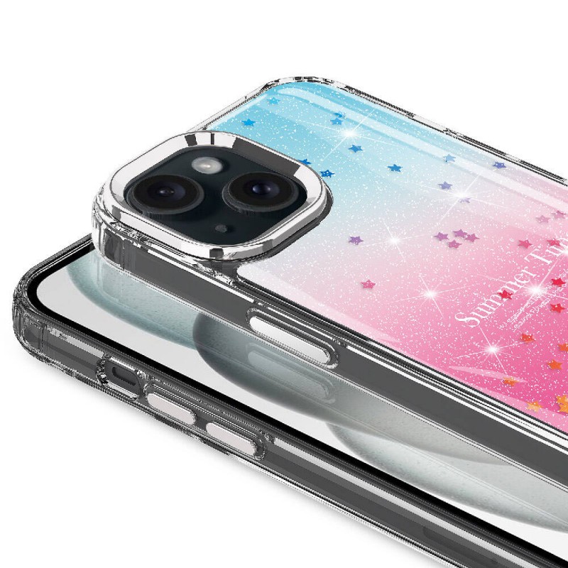 Bal-z Apple iPhone 15 Kılıf Simli Desenli Parlak  Task Kapak