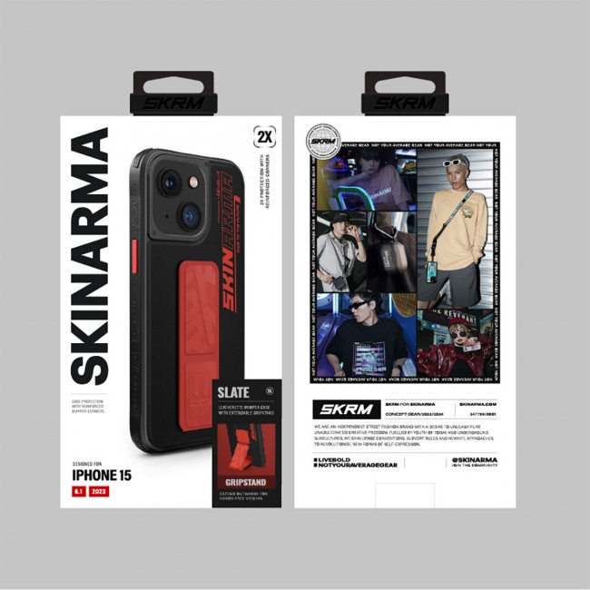 Apple iPhone 15 Kılıf SkinArma Standlı Deri Görünümlü Slate Kapak Apple iPhone 15 Kılıf SkinArma Standlı Deri Görünümlü Slate Kapak