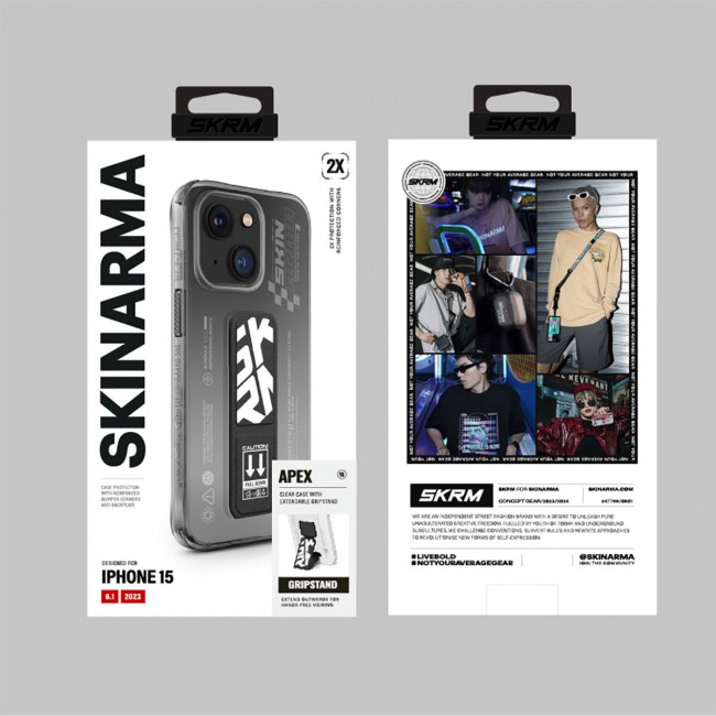 Apple iPhone 15 Kılıf SkinArma Standlı Şeffaf Tasarımlı Apex Kapak Apple iPhone 15 Kılıf SkinArma Standlı Şeffaf Tasarımlı Apex Kapak