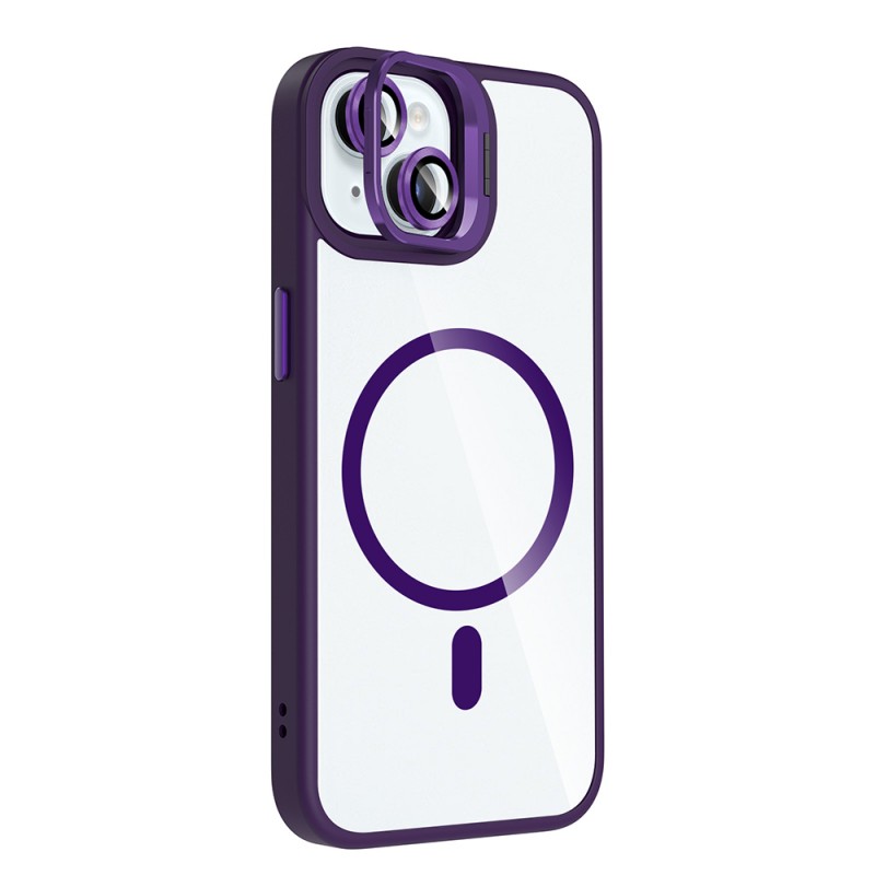 Bal-z Apple iPhone 15 Kılıf Standlı ve Kamera Lens Hediyeli M-Safe Şarj Özellikli Zore Etro Kapak