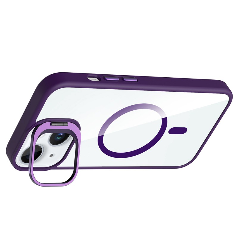 Bal-z Apple iPhone 15 Kılıf Standlı ve Kamera Lens Hediyeli M-Safe Şarj Özellikli Zore Etro Kapak