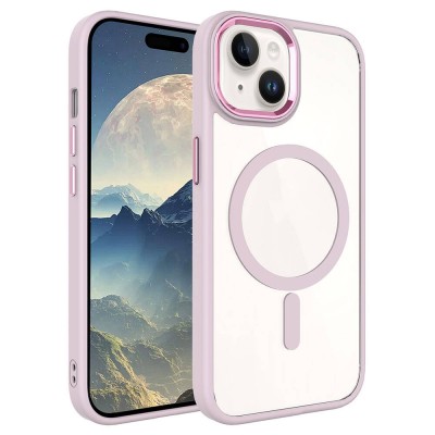 Bal-z Apple iPhone 15 Kılıf Wireless Şarj Özellikli  Krom M-safe Silikon Kapak