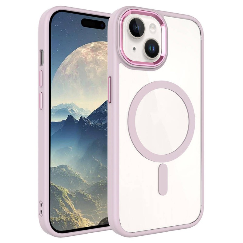 Bal-z Apple iPhone 15 Kılıf Wireless Şarj Özellikli  Krom M-safe Silikon Kapak