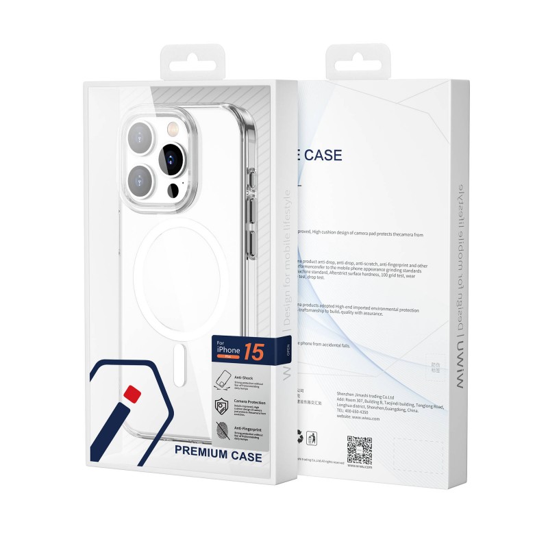 Bal-z Apple iPhone 15 Kılıf Wiwu FYY-014 M-safe Şarj Özellikli Şeffaf Kapak