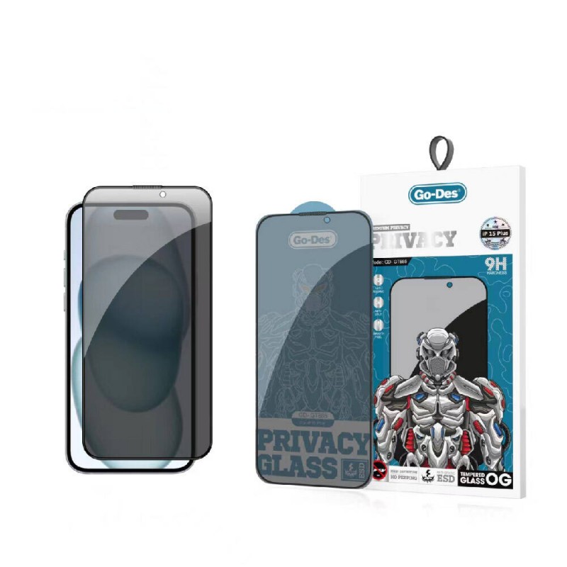 Bal-z Apple iPhone 15 Plus Go Des 9D Full Cover Privacy Temperli Cam Ekran Koruyucu