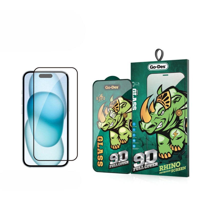 Bal-z Apple iPhone 15 Plus Go Des 9D Full Cover Temperli Cam Ekran Koruyucu