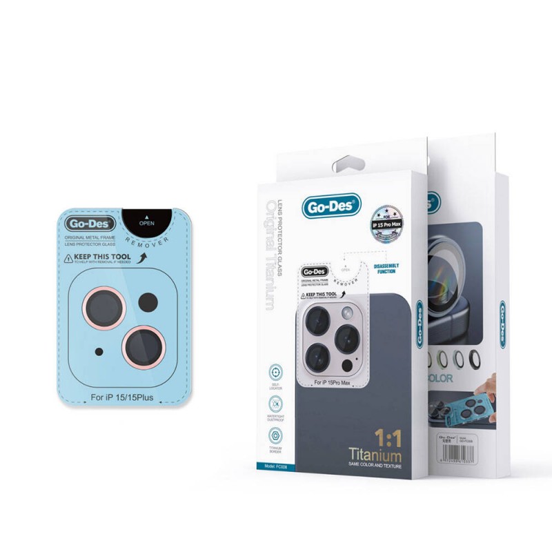Bal-z Apple iPhone 15 Plus Go Des Titanium Premium Temperli Kamera Lens Koruyucu