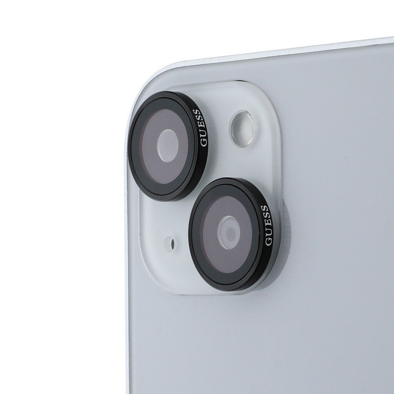 Bal-z Apple iPhone 15 Plus Guess Orjinal Lisanslı Metal Kamera Lens Koruyucu