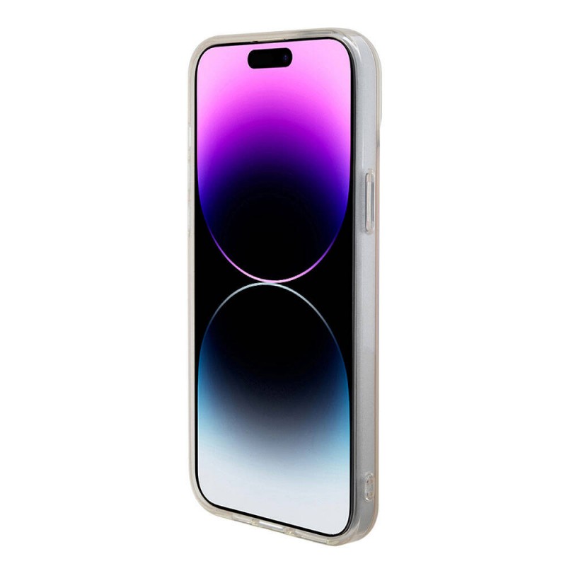 Bal-z Apple iPhone 15 Plus Kılıf Guess Orjinal Lisanslı M-safe Şarj Özellikli Yazı Logolu Iridescent Kapak