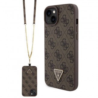 Apple iPhone 15 Plus Kılıf Guess Orjinal Lisanslı PU Deri Askılı Taşlı Üçgen Logo 4G Desenli Strass Crossbody Kapak Apple iPhone 15 Plus Kılıf Guess Orjinal Lisanslı PU Deri Askılı Taşlı Üçgen Logo 4G Desenli Strass Crossbody Kapak