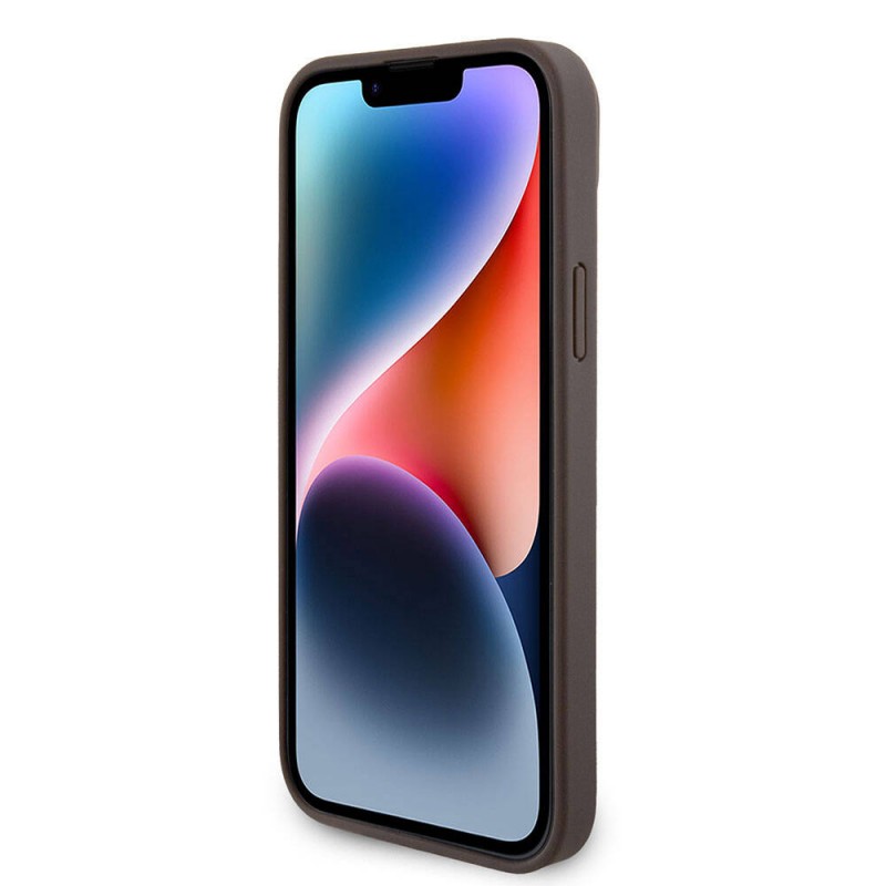 Bal-z Apple iPhone 15 Plus Kılıf Guess Orjinal Lisanslı PU Deri Askılı Taşlı Üçgen Logo 4G Desenli Strass Crossbody Kapak