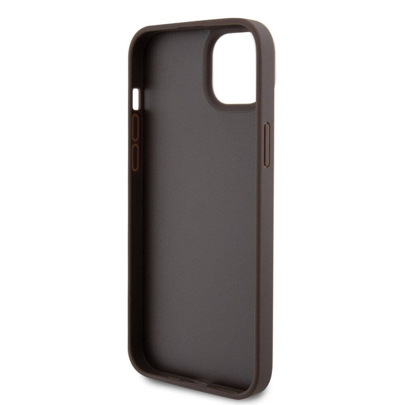 Bal-z Apple iPhone 15 Plus Kılıf Guess Orjinal Lisanslı PU Deri Askılı Taşlı Üçgen Logo 4G Desenli Strass Crossbody Kapak