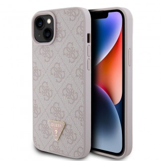 Apple iPhone 15 Plus Kılıf Guess Orjinal Lisanslı PU Deri Taşlı Üçgen Logo 4G Desenli Kapak Apple iPhone 15 Plus Kılıf Guess Orjinal Lisanslı PU Deri Taşlı Üçgen Logo 4G Desenli Kapak