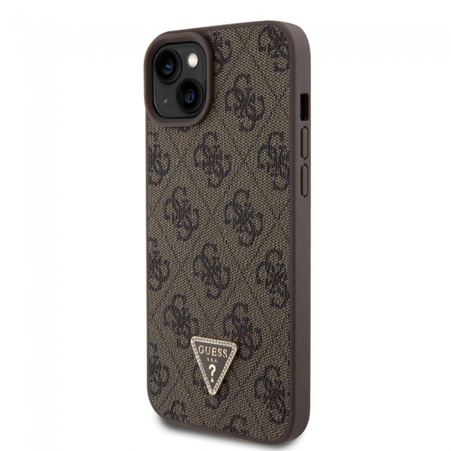 Apple iPhone 15 Plus Kılıf Guess Orjinal Lisanslı PU Deri Taşlı Üçgen Logo 4G Desenli Strass Kapak Apple iPhone 15 Plus Kılıf Guess Orjinal Lisanslı PU Deri Taşlı Üçgen Logo 4G Desenli Strass Kapak