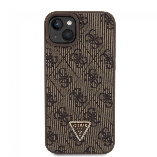 Apple iPhone 15 Plus Kılıf Guess Orjinal Lisanslı PU Deri Taşlı Üçgen Logo 4G Desenli Strass Kapak Apple iPhone 15 Plus Kılıf Guess Orjinal Lisanslı PU Deri Taşlı Üçgen Logo 4G Desenli Strass Kapak