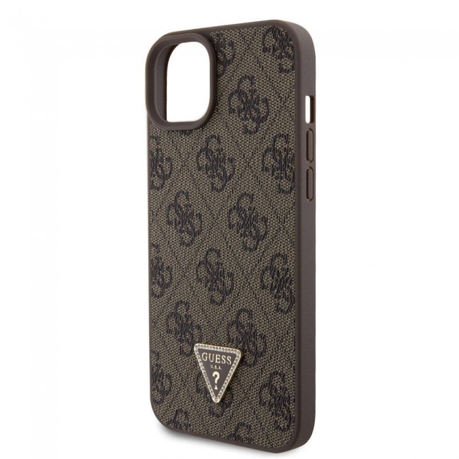 Apple iPhone 15 Plus Kılıf Guess Orjinal Lisanslı PU Deri Taşlı Üçgen Logo 4G Desenli Strass Kapak Apple iPhone 15 Plus Kılıf Guess Orjinal Lisanslı PU Deri Taşlı Üçgen Logo 4G Desenli Strass Kapak