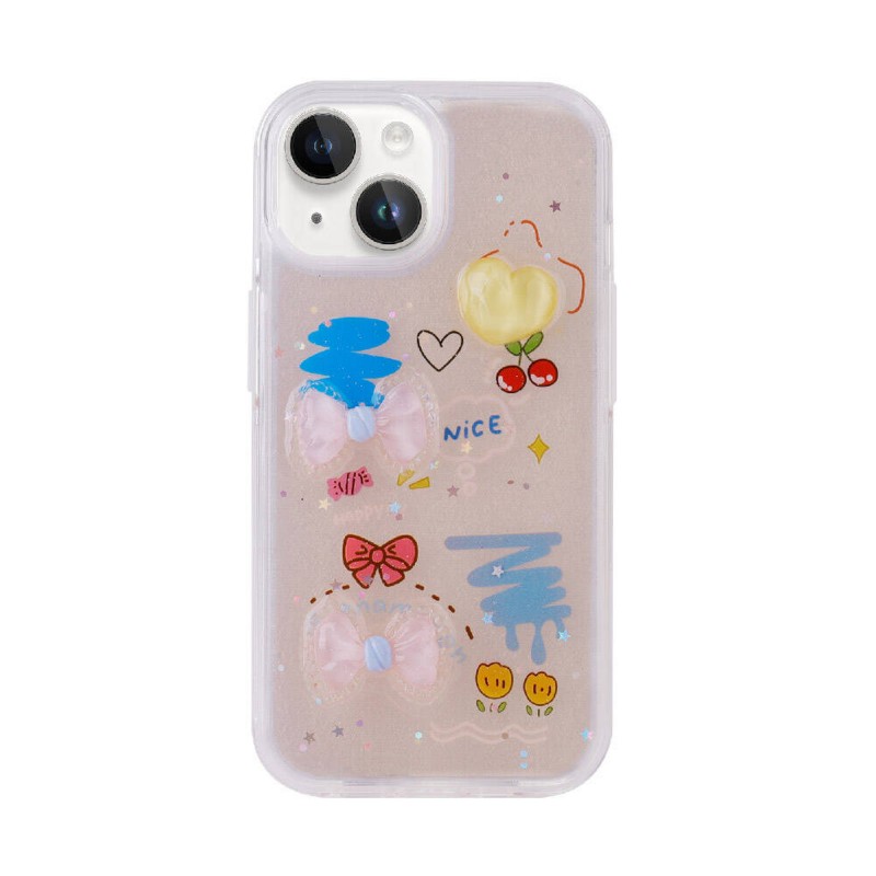 Bal-z Apple iPhone 15 Plus Kılıf Kabartma Figürlü Parlak  Minimini Silikon Kapak