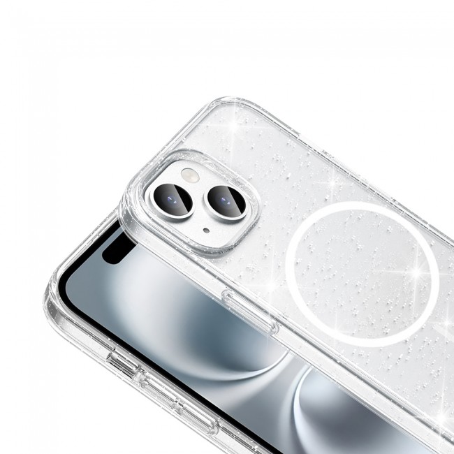 Apple iPhone 15 Plus Kılıf M-safe Şarj Özellikli Parlayan Simli Saydam Renkli Zore Maris Kapak Apple iPhone 15 Plus Kılıf M-safe Şarj Özellikli Parlayan Simli Saydam Renkli Zore Maris Kapak