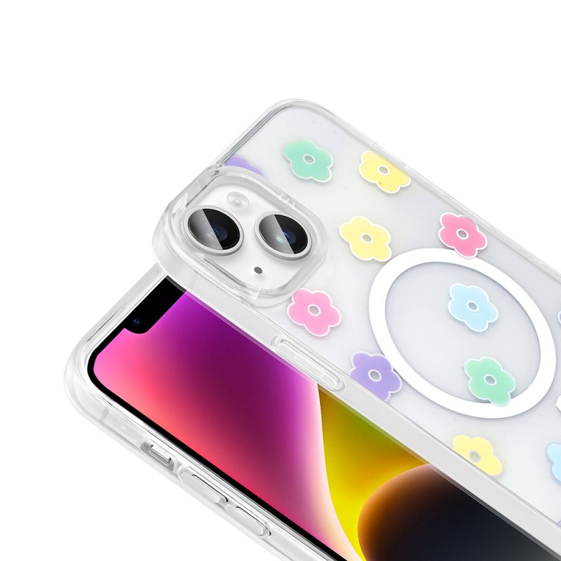 Bal-z Apple iPhone 15 Plus Kılıf M-Safe Şarj Özellikli Şeffaf Zore Folk Sert Kapak