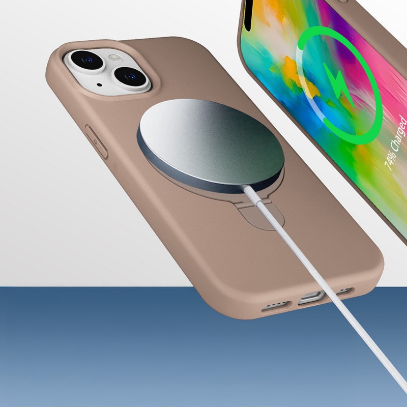 Bal-z Apple iPhone 15 Plus Kılıf M-safe Şarj Özellikli Standlı Zore Samara Kapak