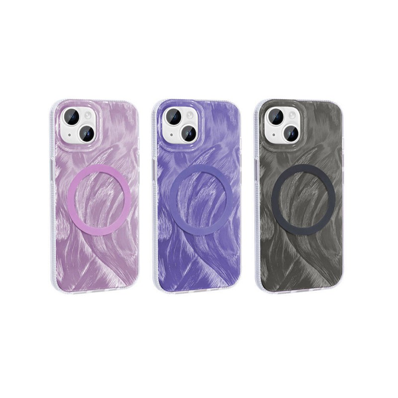 Bal-z Apple iPhone 15 Plus Kılıf M-safe Şarj Özellikli Fırça Boya Desenli  Palet Kapak