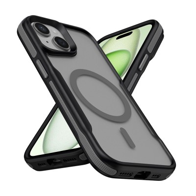 Bal-z Apple iPhone 15 Plus Kılıf M-safe Şarj Özellikli Renkli Kenar Airbag Şeritli Zore Lamer Kapak