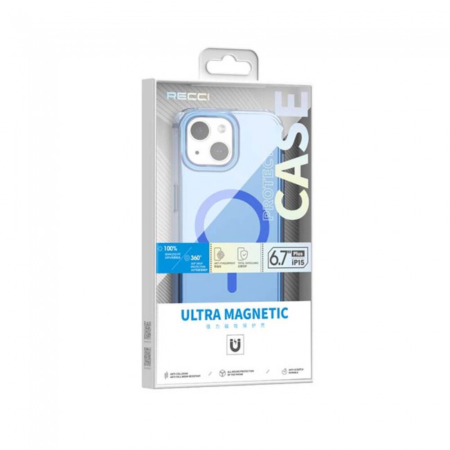 Apple iPhone 15 Plus Kılıf Magsafe Şarj Özellikli Saydam Arka Yüzey Recci Crystal Color Serisi Kapak Apple iPhone 15 Plus Kılıf Magsafe Şarj Özellikli Saydam Arka Yüzey Recci Crystal Color Serisi Kapak