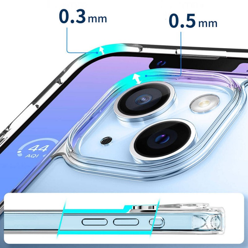 Bal-z Apple iPhone 15 Plus Kılıf M-safe Şarj Özellikli Şeffaf Sert PC  Embos Kapak