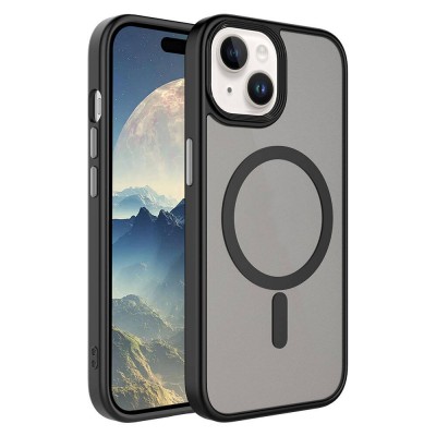 Bal-z Apple iPhone 15 Plus Kılıf Mat Arka Yüzey Wireless Şarj Özellikli  Flet M-safe Kapak