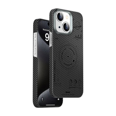 Bal-z Apple iPhone 15 Plus Kılıf Wiwu HHX-016 Karbon Fiber 600D Mars Kevlar Kapak