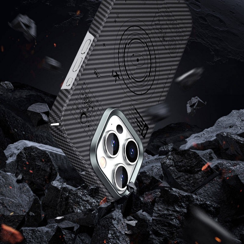Bal-z Apple iPhone 15 Plus Kılıf Wiwu KJZ-017 Karbon Fiber 600D Explore Kevlar Kapak