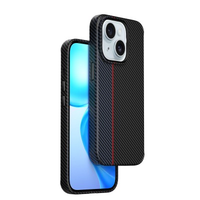 Bal-z Apple iPhone 15 Plus Kılıf Wiwu LCC-107 Karbon Fiber M-safe Şarj Özellikli Kamera Korumalı Kabon Kapak