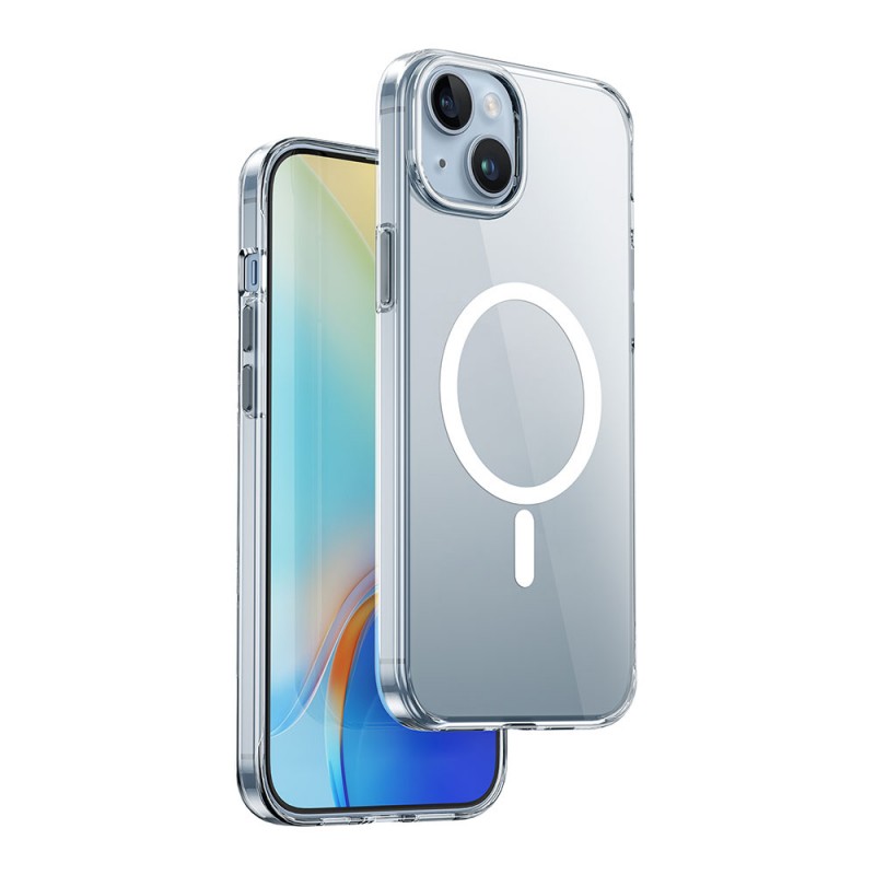 Bal-z Apple iPhone 15 Plus Kılıf Wiwu ZYS-013 M-safe Şarj Özellikli Renkli Kamera Çerçeveli Şeffaf Jelly Kapak