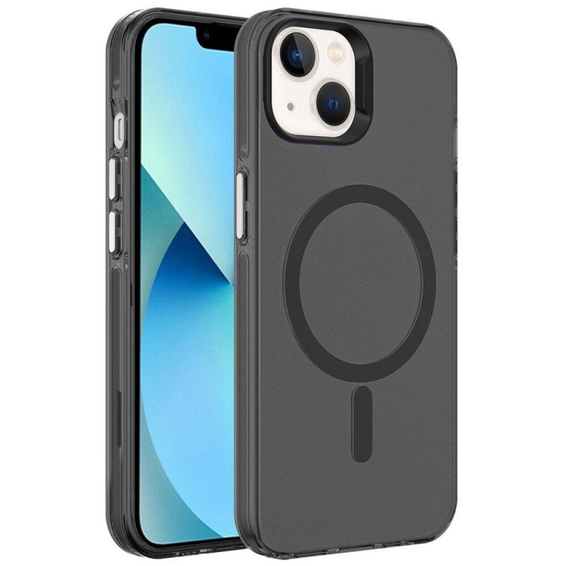 Bal-z Apple iPhone 15 Plus Kılıf  M-safe Şarj Özellikli Buzlu Transparan C-Pro Sert Kapak