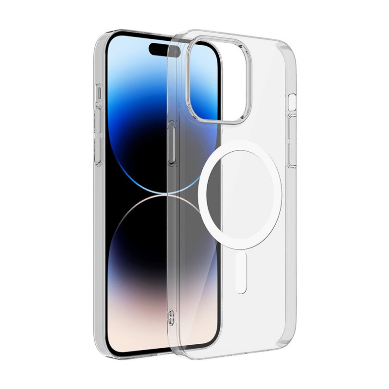 Bal-z Apple iPhone 15 Plus Kılıf  M-safe Şarj Özellikli Şeffaf Tek Kamera Çerçeveli Porto Kapak