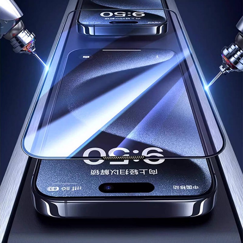 Bal-z Apple iPhone 15 Plus Wiwu GT-009 Polimer Oleofobik Kaplama Şeffaf Pürüzsüz Temperli Cam Ekran Koruyucu