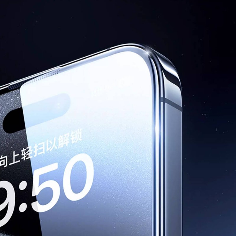 Bal-z Apple iPhone 15 Plus Wiwu GT-009 Polimer Oleofobik Kaplama Şeffaf Pürüzsüz Temperli Cam Ekran Koruyucu