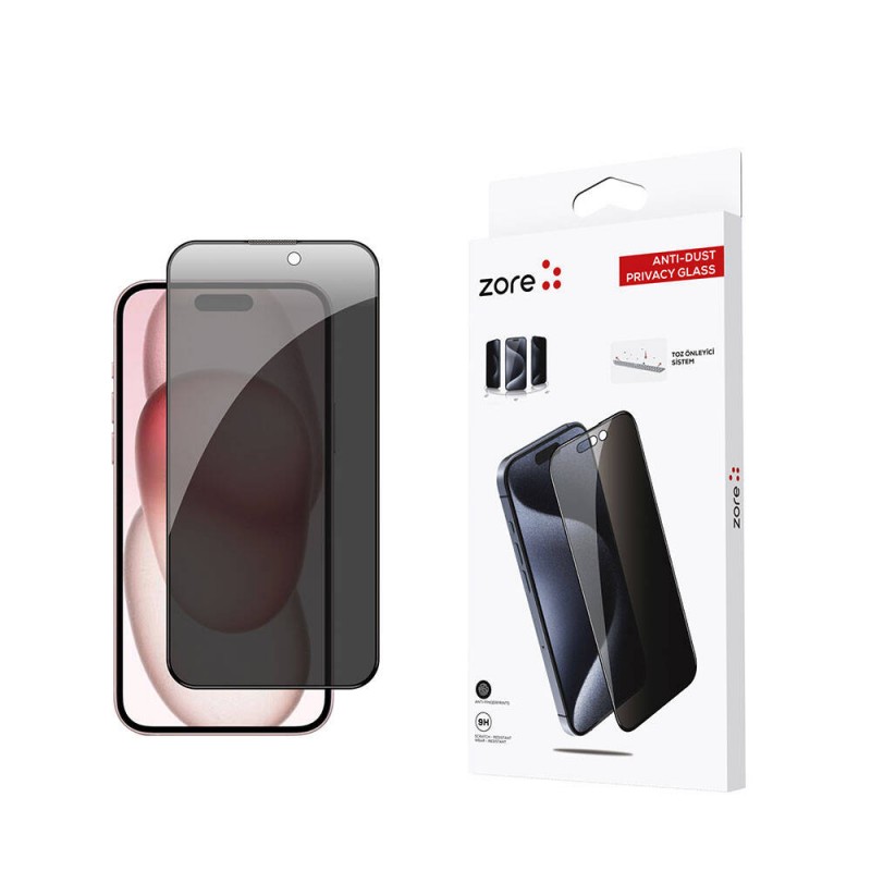 Bal-z Apple iPhone 15 Plus  Anti-Dust Privacy Temperli Ekran Koruyucu