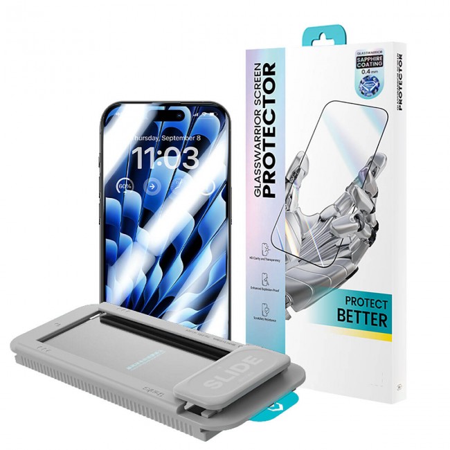Apple iPhone 15 Pro Benks Glass Warrior Safir Coating Ekran Koruyucu + Kolay Uygulama Aparatlı Apple iPhone 15 Pro Benks Glass Warrior Safir Coating Ekran Koruyucu + Kolay Uygulama Aparatlı
