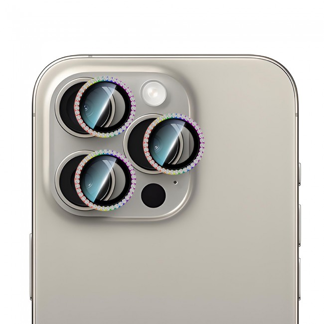 Apple iPhone 15 Pro CaseWorld Alloy Sparkling Diamond Serisi Taşlı Lens Koruyucu Apple iPhone 15 Pro CaseWorld Alloy Sparkling Diamond Serisi Taşlı Lens Koruyucu
