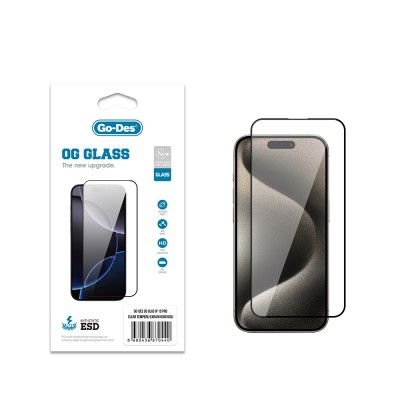 Bal-z Apple iPhone 15 Pro Go Des OG Glass Antistatik Temperli Cam Ekran Koruyucu