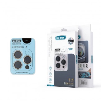 Apple iPhone 15 Pro Go Des Titanium Premium Temperli Kamera Lens Koruyucu Apple iPhone 15 Pro Go Des Titanium Premium Temperli Kamera Lens Koruyucu