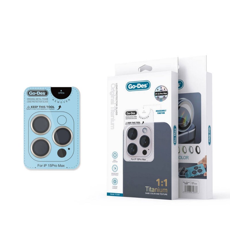 Bal-z Apple iPhone 15 Pro Go Des Titanium Premium Temperli Kamera Lens Koruyucu