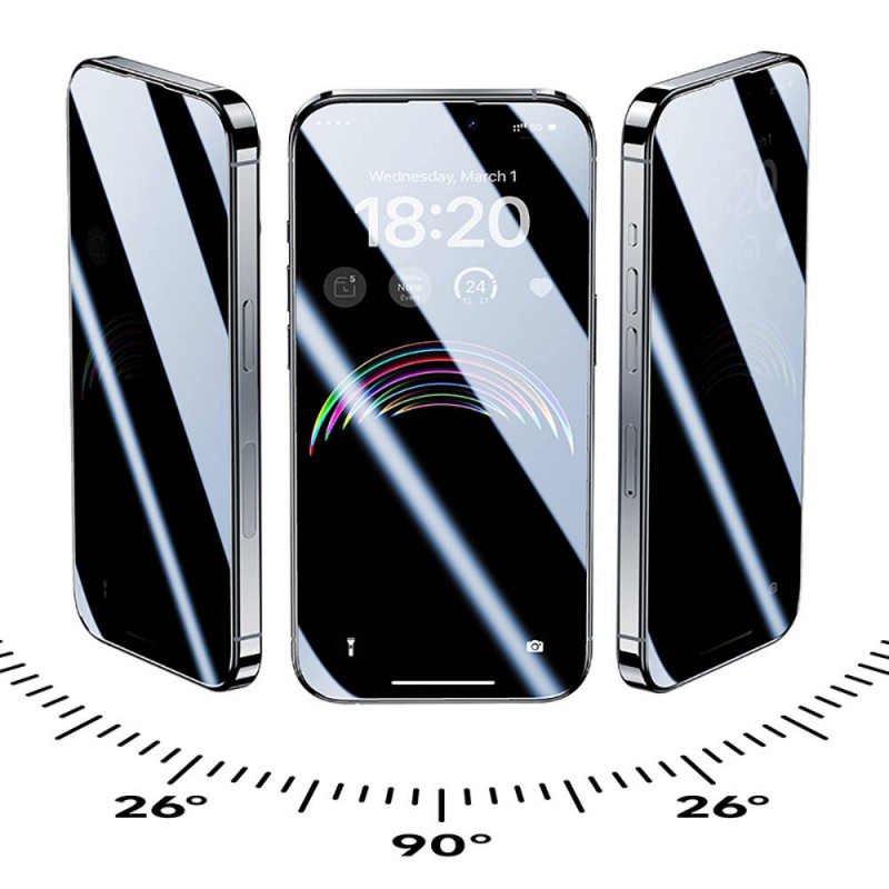 Bal-z Apple iPhone 15 Pro Hidrofobik Ve Oleofobik Özellikli Benks Privacy Air Shield Ekran Koruyucu 10'lu Paket