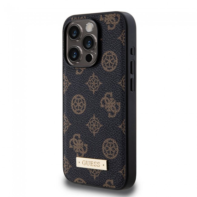 Apple iPhone 15 Pro Kılıf Guess Magsafe Şarj Özellikli PU Deri Desenli Metal Plaka Logolu Kapak Apple iPhone 15 Pro Kılıf Guess Magsafe Şarj Özellikli PU Deri Desenli Metal Plaka Logolu Kapak
