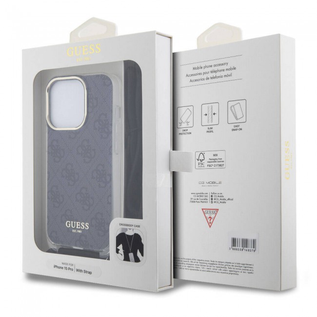 Apple iPhone 15 Pro Kılıf Guess Orjinal Lisanslı Çapraz Kordon 4G Desenli Kapak Apple iPhone 15 Pro Kılıf Guess Orjinal Lisanslı Çapraz Kordon 4G Desenli Kapak